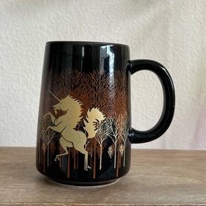 Vintage Otagiri Japan Unicorn Metallic gold tall mug